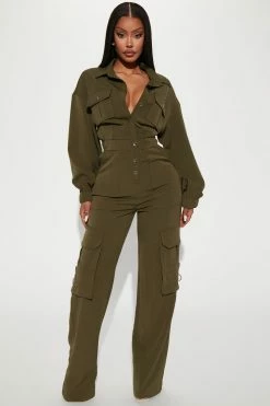 Fashion Nova Out For A Ride Jumpsuit - Olive Jumpsuits