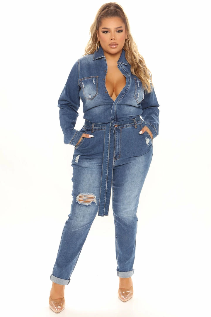 Fashion Nova Jumpsuits Danika Denim Jumpsuit - Dark Wash