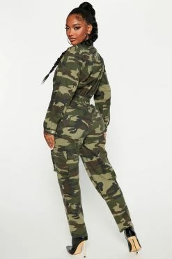 Fashion Nova Jumpsuits Time To Hide Camo Jumpsuit - Brown/combo