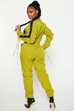 Fashion Nova Get Ready Ruched Jumpsuit - Green/combo Rompers