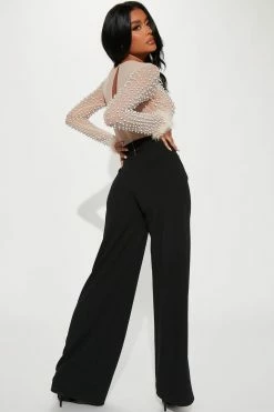 Fashion Nova In Love With Pearls Jumpsuit - Black