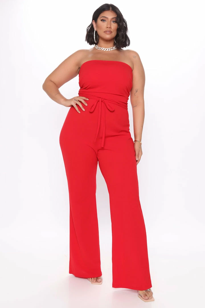 Fashion Nova Thea Jumpsuit - Red Jumpsuits