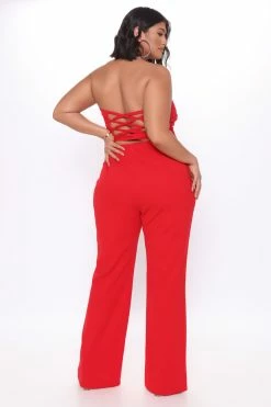 Fashion Nova Thea Jumpsuit - Red Jumpsuits