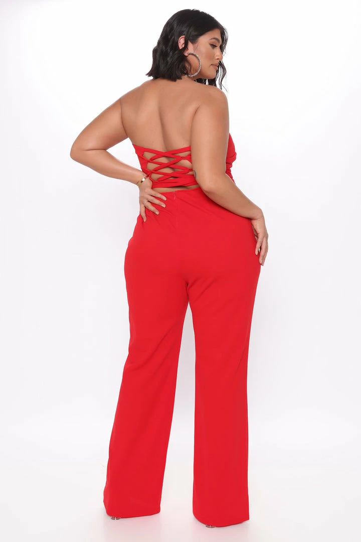 Fashion Nova Thea Jumpsuit - Red Jumpsuits
