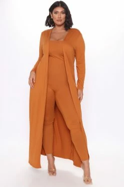 Fashion Nova Nova Charmer Jumpsuit Set - Camel