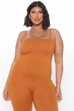 Fashion Nova Nova Charmer Jumpsuit Set - Camel