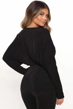 Fashion Nova Sierra Slinky Jumpsuit - Black