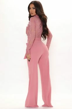 Fashion Nova Lillian Lace Jumpsuit - Mauve