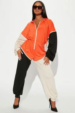 Fashion Nova Jumpsuits Keep It Chill Color Block Jumpsuit - Orange/combo