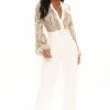 Fashion Nova Jumpsuits Holly Sequin Jumpsuit - White/Gold