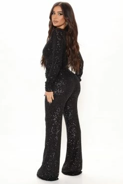 Fashion Nova Samantha Sequin Jumpsuit - Black Jumpsuits