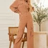 Fashion Nova Out For A Ride Jumpsuit - Nude