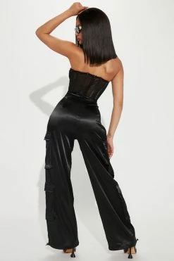 Fashion Nova Can't Help Myself Cargo Jumpsuit - Black Jumpsuits