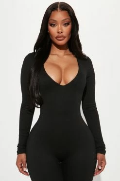 Fashion Nova Jumpsuits Feelin' Good Doubled Jumpsuit - Black
