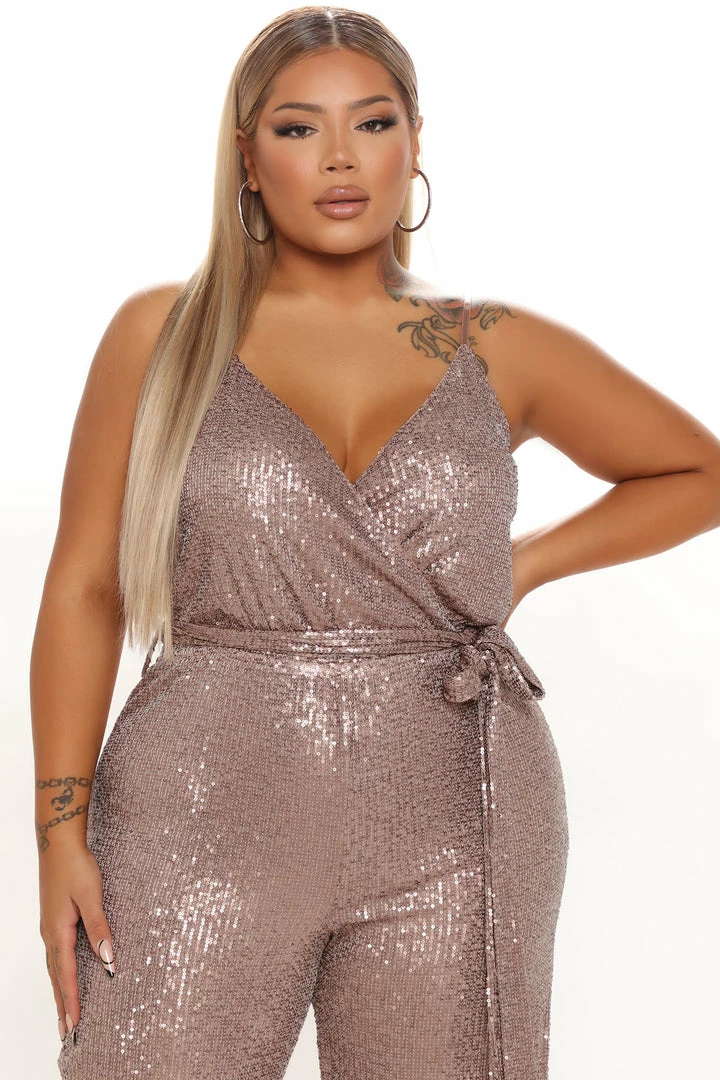 Fashion Nova Can't Hide The Shine Sequin Jumpsuit - Bronze
