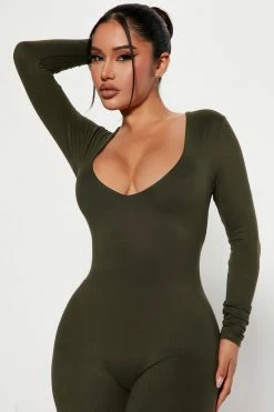 Fashion Nova Feelin' Good Doubled Jumpsuit - Olive Jumpsuits