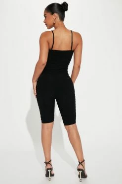 Fashion Nova My Everyday Romper - Black Rompers