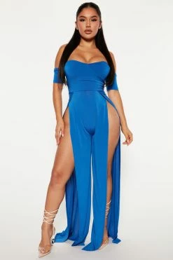 Fashion Nova Jordan High Slit Jumpsuit - Royal