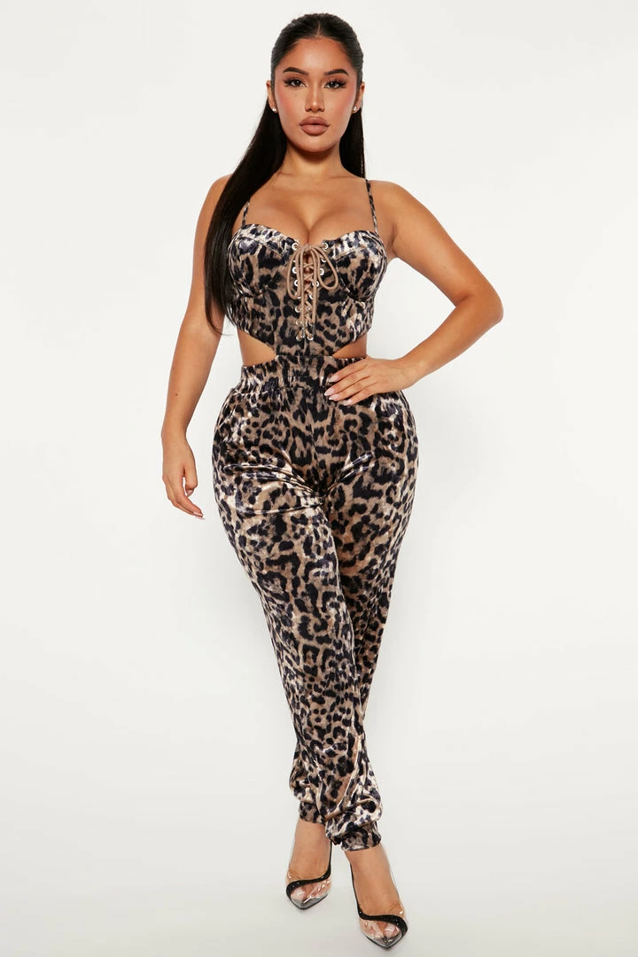 Fashion Nova Fierce As Ever Cheetah Jumpsuit - Brown Combo Jumpsuits