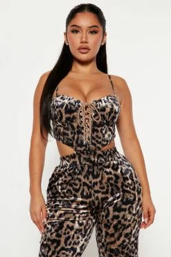 Fashion Nova Fierce As Ever Cheetah Jumpsuit - Brown Combo Jumpsuits