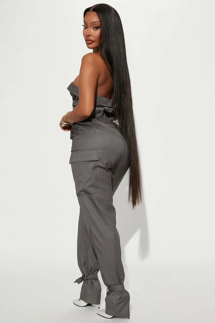 Fashion Nova Pay Me Attention Cargo Jumpsuit - Charcoal Jumpsuits