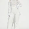 Fashion Nova Elizabeth Feather Jumpsuit - White