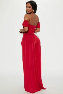 Fashion Nova Jumpsuits Jordan High Slit Jumpsuit - Red