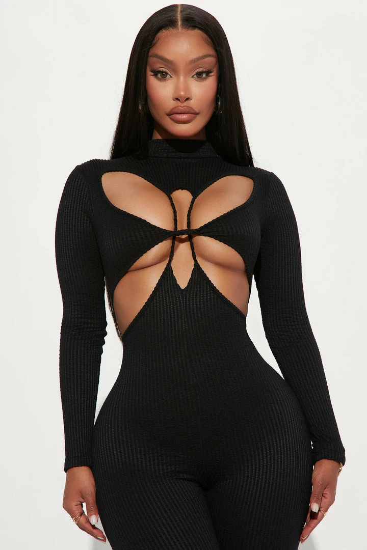 Fashion Nova Always Distracted Jumpsuit - Black