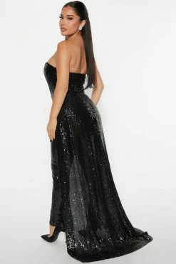 Fashion Nova Violet Sequin Cape Jumpsuit - Black Jumpsuits