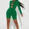 Fashion Nova Jordyn Snatched Romper - Green Rompers