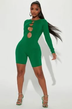 Fashion Nova Jordyn Snatched Romper - Green Rompers