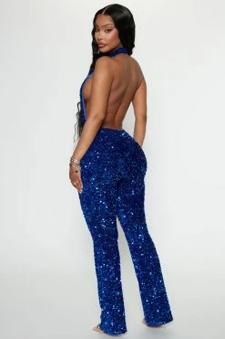 Fashion Nova Jumpsuits All About The Party Sequin Jumpsuit - Royal