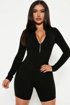 Fashion Nova Rompers Sabrina Snatched Romper - Black