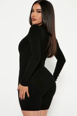 Fashion Nova Rompers Sabrina Snatched Romper - Black