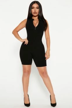 Fashion Nova Zarah Snatched Romper - Black Rompers