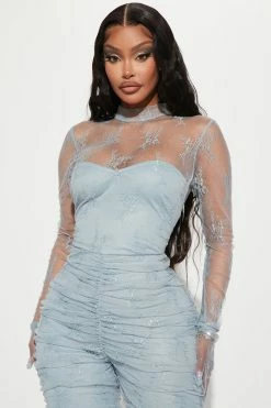 Fashion Nova Jumpsuits Siena Lace Jumpsuit - Blue