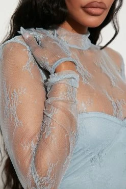 Fashion Nova Jumpsuits Siena Lace Jumpsuit - Blue