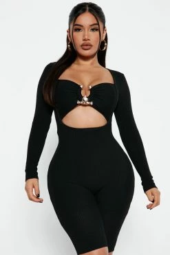 Fashion Nova Rompers See You Later Sweater Romper - Black