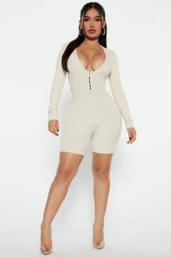 Fashion Nova Rompers Addison Snatched Romper - Cream