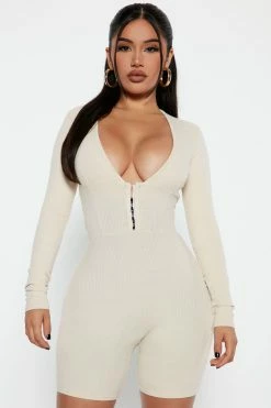 Fashion Nova Rompers Addison Snatched Romper - Cream