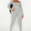 Fashion Nova Jumpsuits Avani Snatched Jumpsuit - Heather Grey