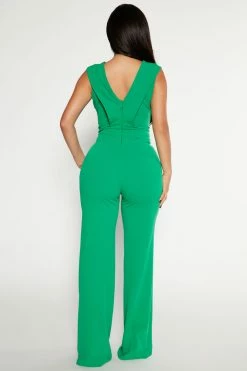 Fashion Nova Esmeralda Chain Jumpsuit - Kelly Green