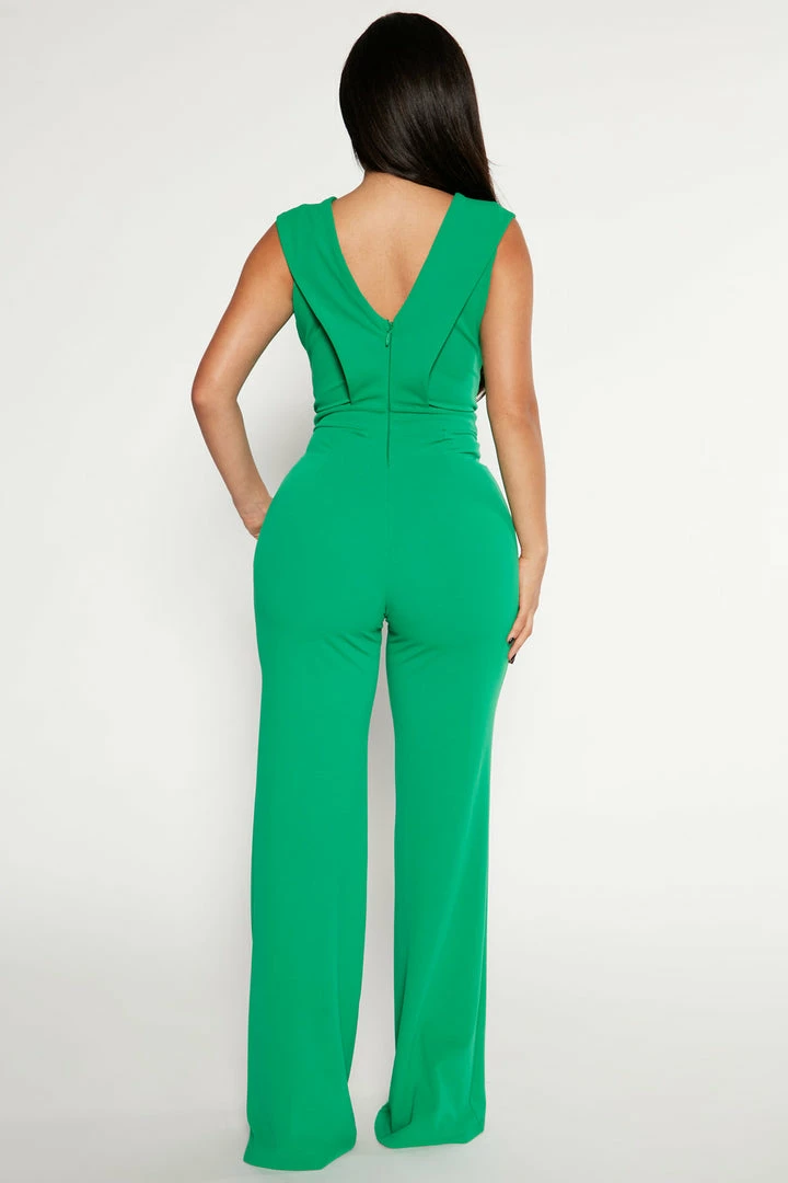 Fashion Nova Esmeralda Chain Jumpsuit - Kelly Green