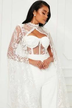 Fashion Nova Jumpsuits Officially All Yours Lace Jumpsuit - White