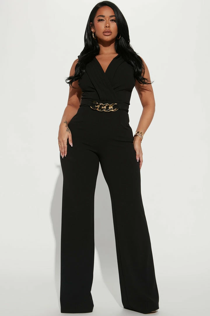 Fashion Nova Esmeralda Chain Jumpsuit - Black