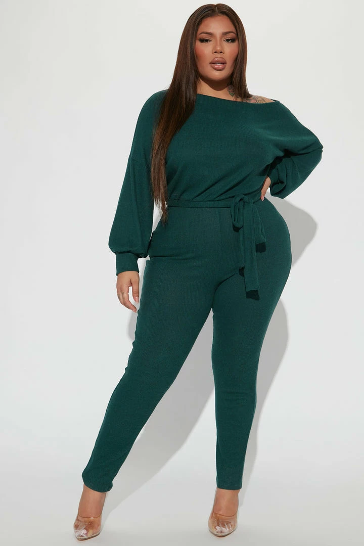 Fashion Nova Jumpsuits Chill Day Cozy Jumpsuit - Hunter