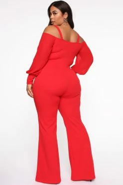 Fashion Nova Falling For Your Charm Jumpsuit - Red Jumpsuits