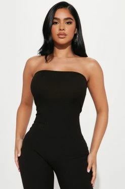 Fashion Nova Miss Independent Ribbed Jumpsuit - Black Jumpsuits