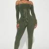 Fashion Nova Memphis Ribbed Jumpsuit - Olive Jumpsuits