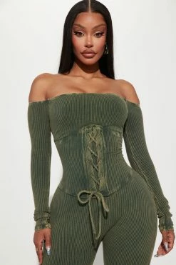 Fashion Nova Memphis Ribbed Jumpsuit - Olive Jumpsuits